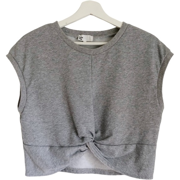 Revolve by the way. Hannah Twist Front Short Sleeve Top Heather Grey Medium Cute - Picture 3 of 11